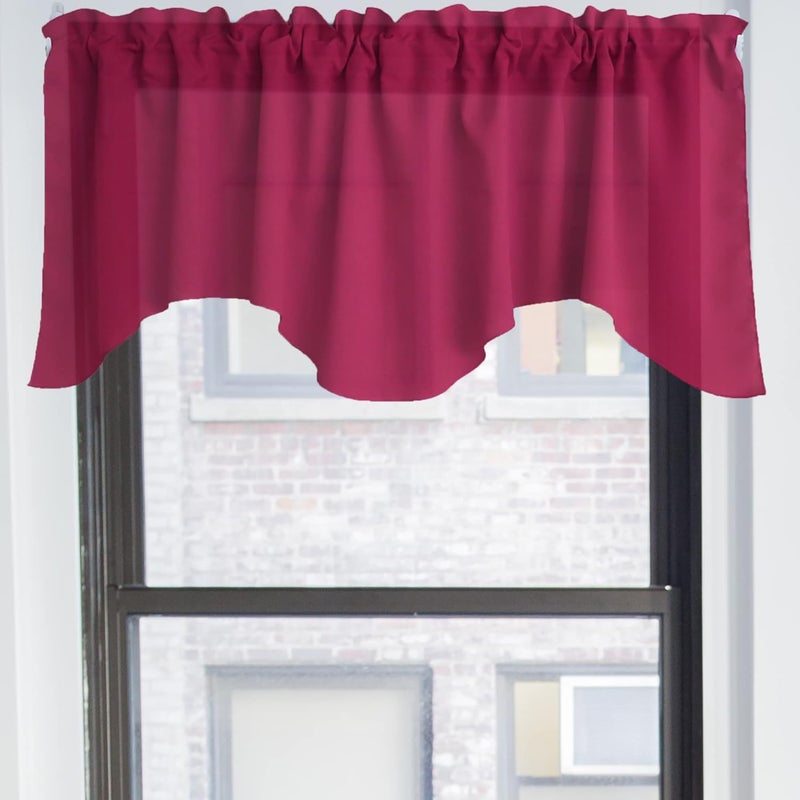 Zen Creative Designs Solid Poplin Scalloped Window Valance Home Décor Bedroom Nursery Kitchen Window (Fuchsia) - Image 2